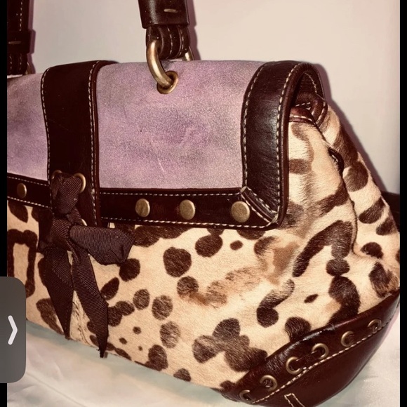 Coach Soho Suede/Real Calf Hair/Leather Whipstitch Satchel w/bow RARE- Large - Picture 4 of 11